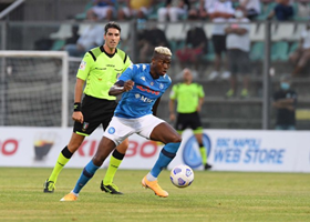 Napoli Striker Victor Osimhen Works Out In The Gym And Pitch Pre-Roma